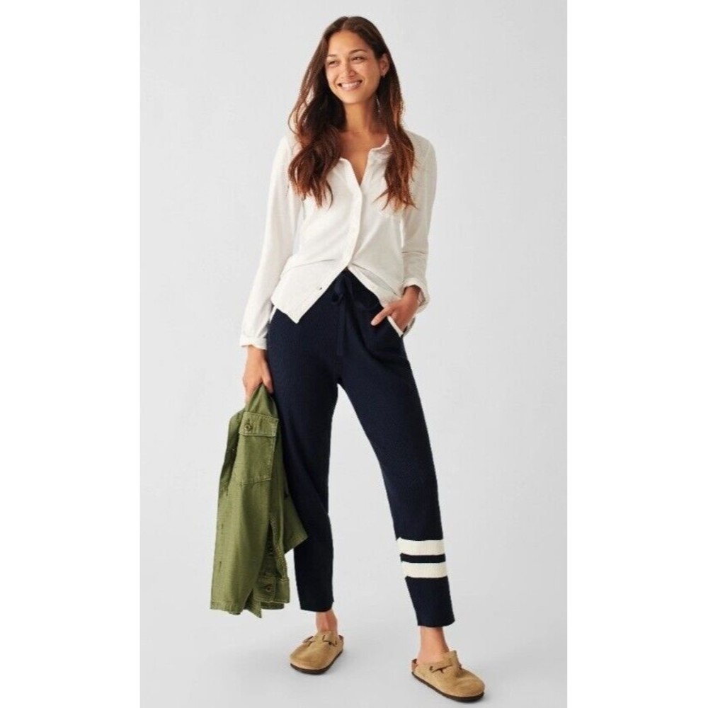 FAHERTY $168 Mikki Sweater Pant Joggers Sz S Lounge Organic Cotton Cashmere Blnd